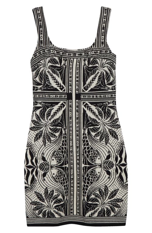 Farm Rio Scarf Print Jacquard Sleeveless Dress In Off-white