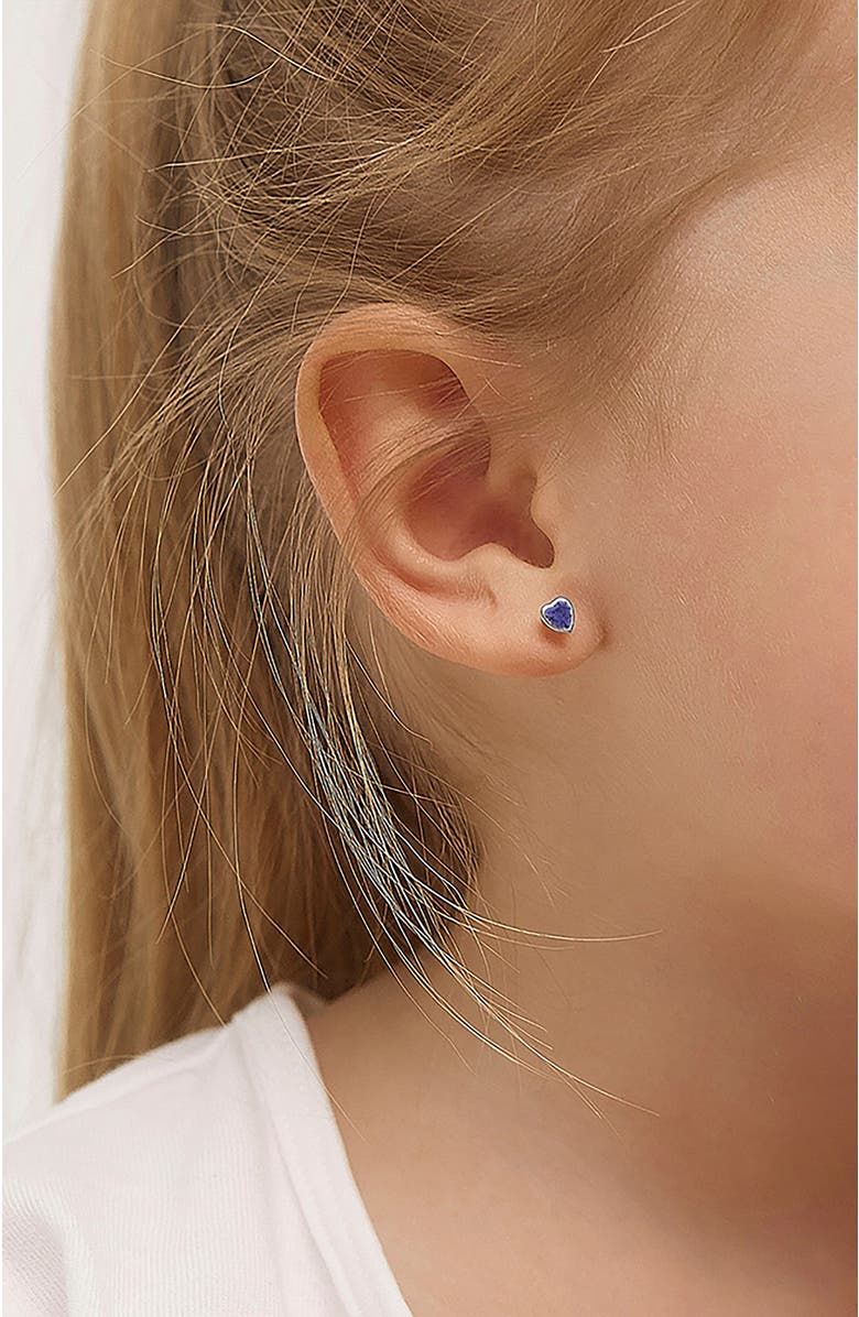 In Season Jewelry 14k Heart Bezel Cubic Zirconia Earrings, Alternate, color, Purple