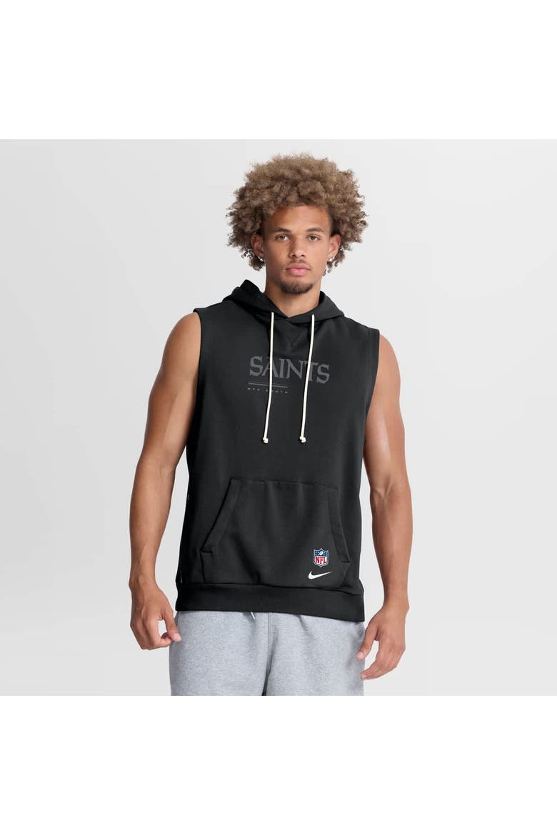 Men's Nike Black New Orleans Saints Sideline Standard Issue Dri-FIT Sleeveless Hoodie, Main, color, Black