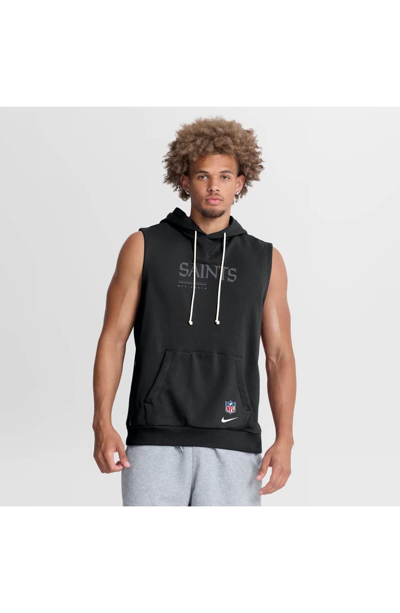 Nike Men's Nike Black New Orleans Saints Sideline Standard Issue Dri-FIT Sleeveless Hoodie, Main, color, Black