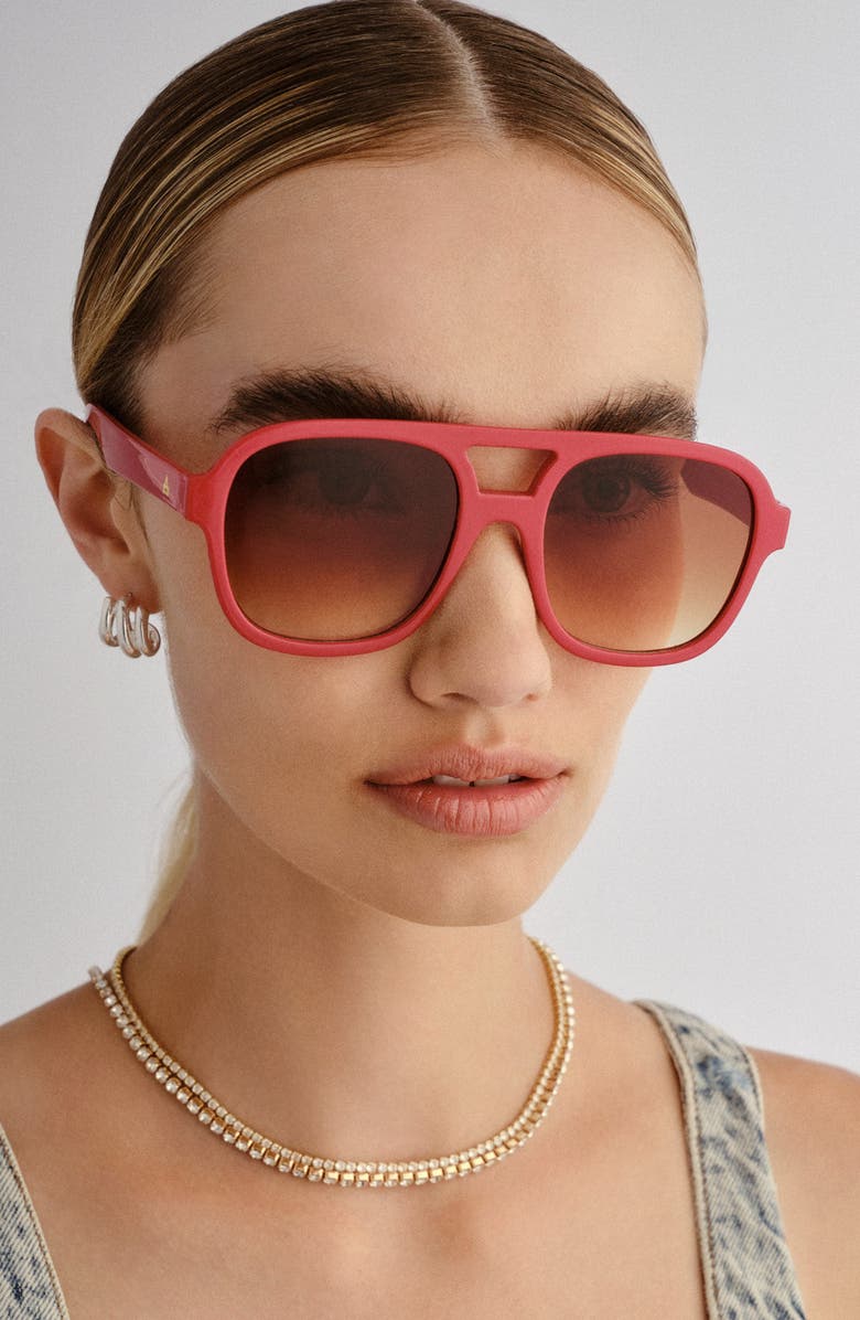 AIRE Whirlpool 53mm Aviator Sunglasses, Alternate, color, Poppy/Brown Grad