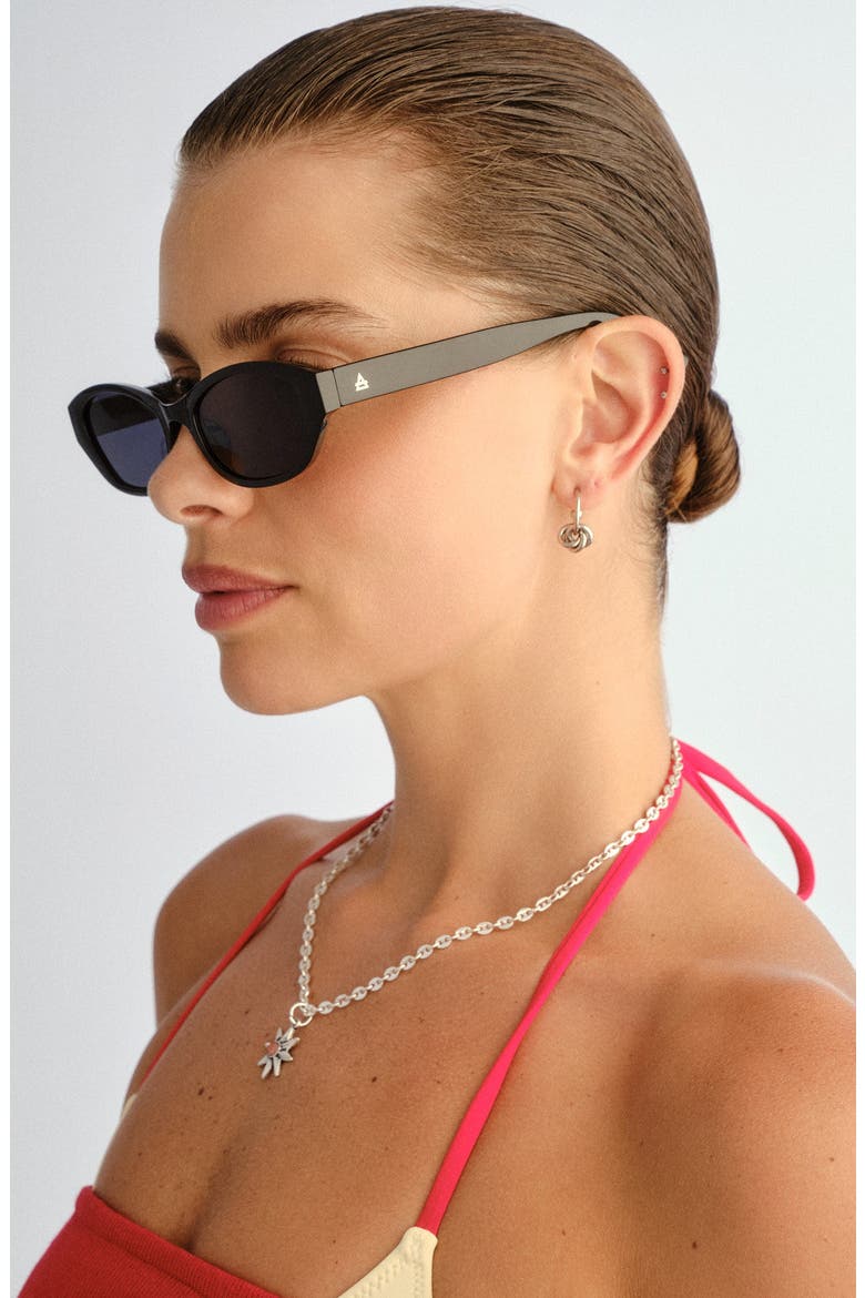 Moonstone Cat Eye Sunglasses, Alternate, color, BLACK