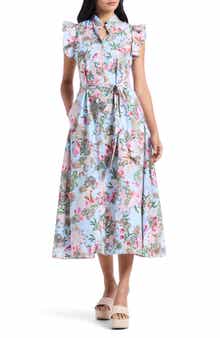 Robert Graham Sadie Floral Paisley Cap Sleeve Cotton Shirtdress