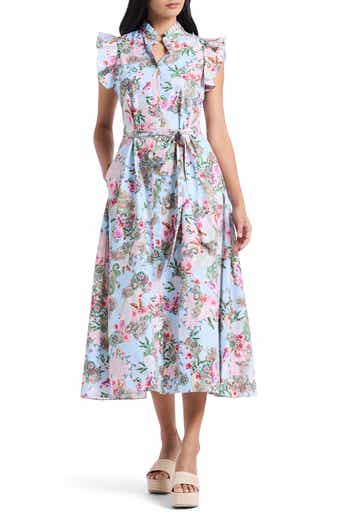 Robert Graham Sadie Floral Paisley Cap Sleeve Cotton Shirtdress
