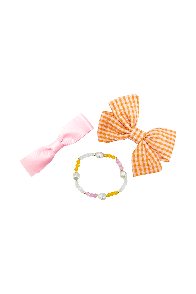 Pumpkin Bows & Bracelet Halloween Gift Set, Alternate, color, Orange/Pink
