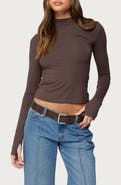 EDIKTED Binta Crop Long Sleeve Mock Neck Top