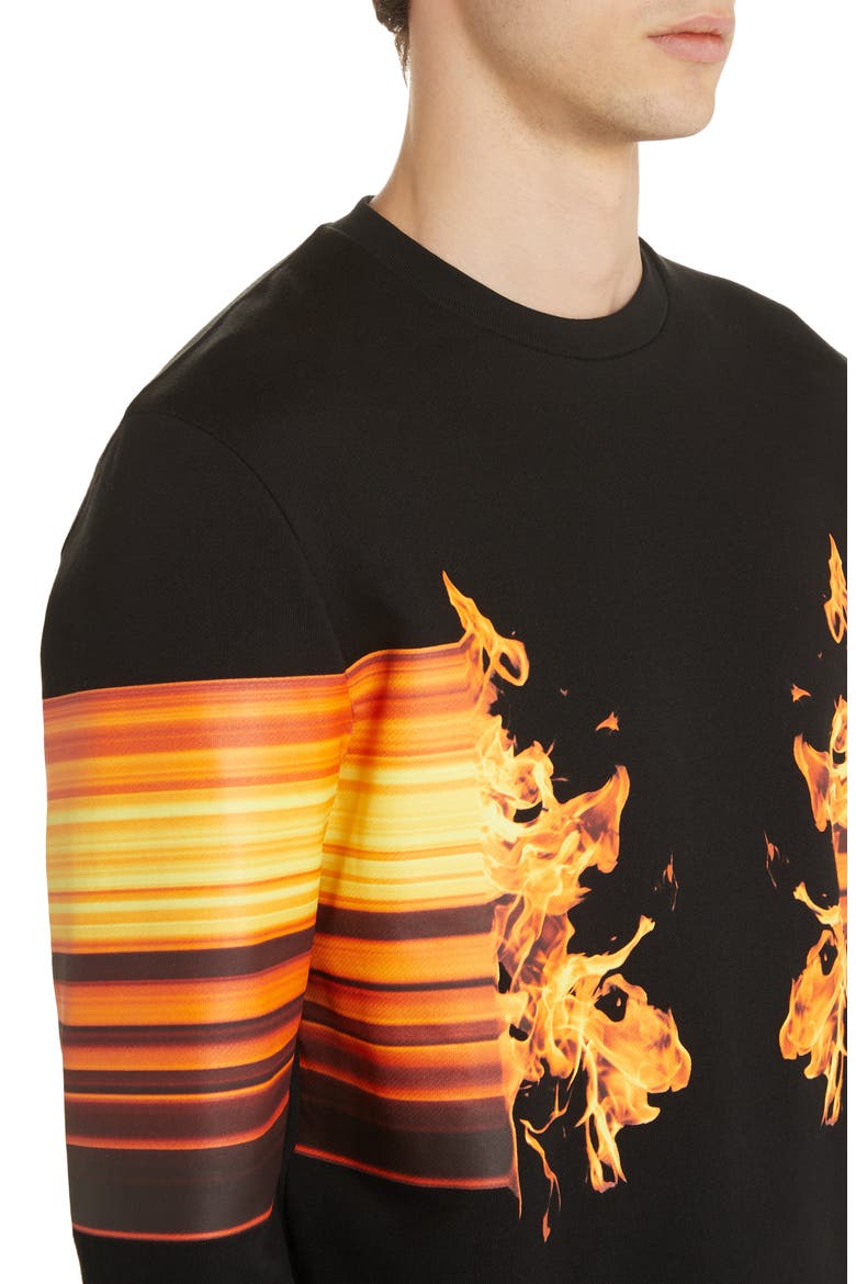 Flame Graphic Sweatshirt, Alternate, color, BLACK/ ORANGE