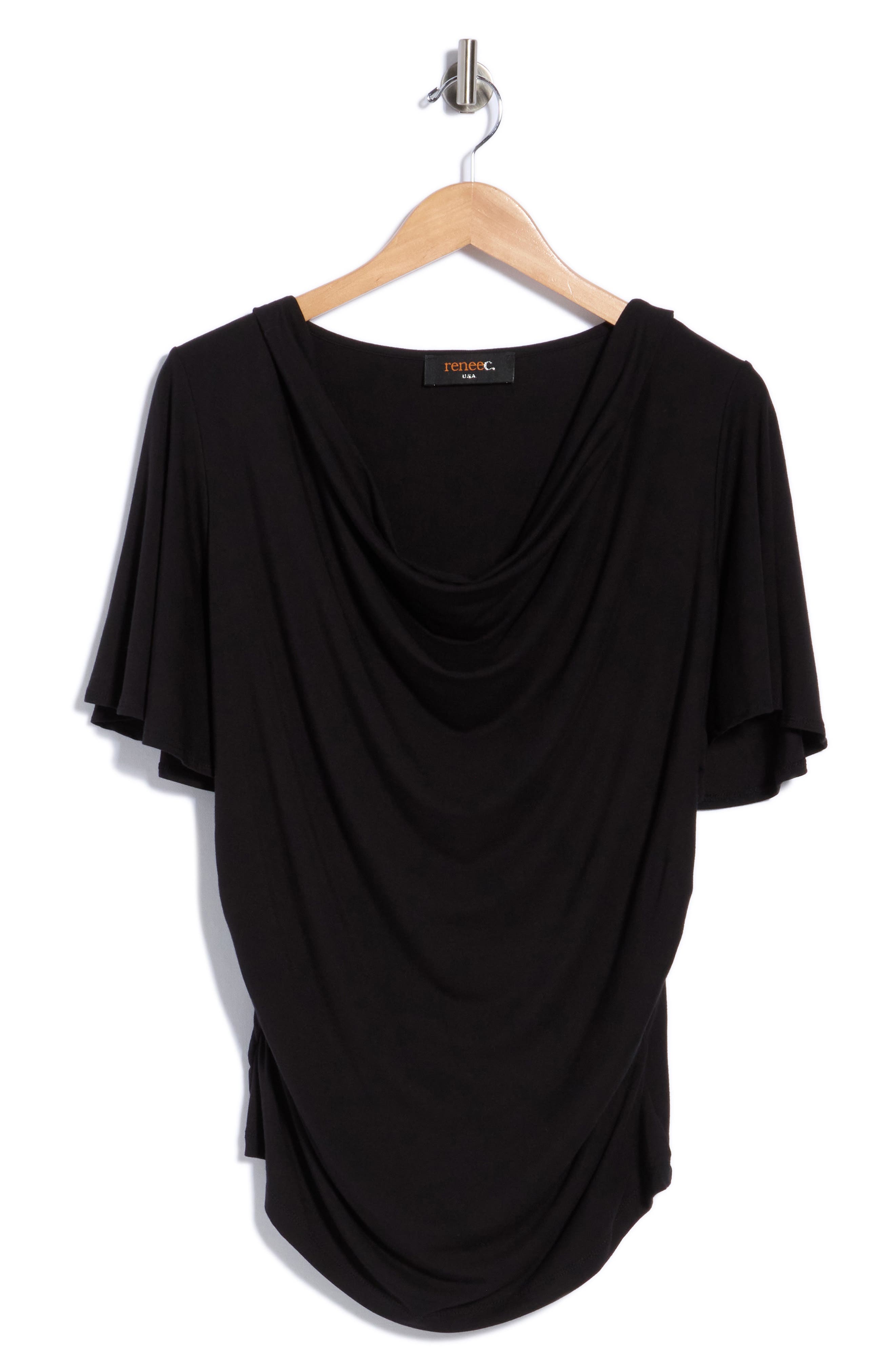 Cowl Neck Top with Flutter Sleeves