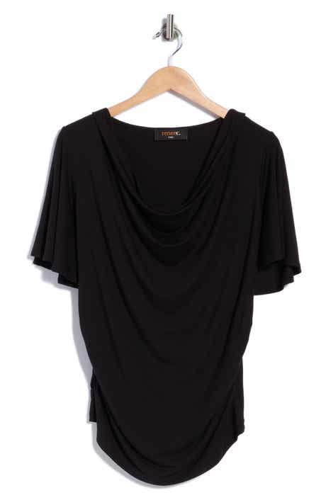 Cowl Neck Top with Flutter Sleeves