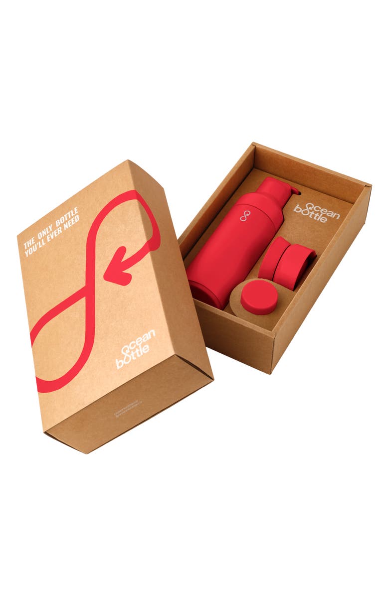 Ocean Bottle Original 3 in 1 17-Ounce Bottle & Lid Set, Alternate, color, Fire Red