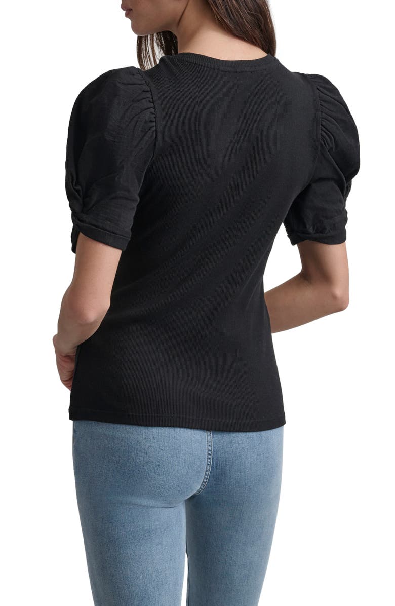 DKNY Twist Sleeve Rib Top, Alternate, color,