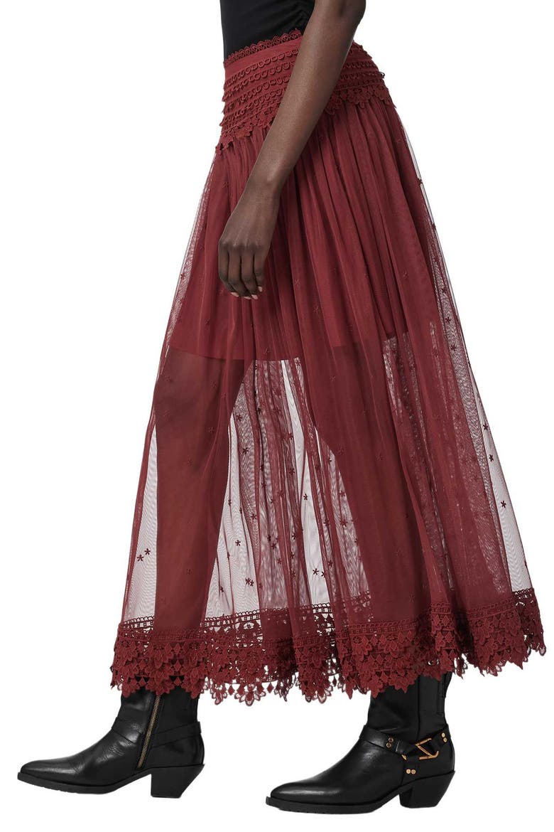 Trixie Lace Maxi Skirt, Alternate, color, BURGUNDY RED
