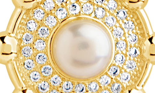 Sterling Forever Etta Cubic Zirconia & Faux Pearl Pendant Necklace In Gold