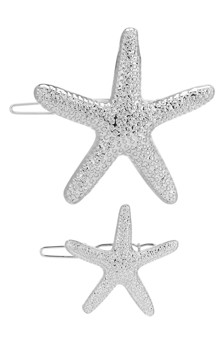 Ettika Beachcomber Set of 2 Barrettes, Main, color, Silver