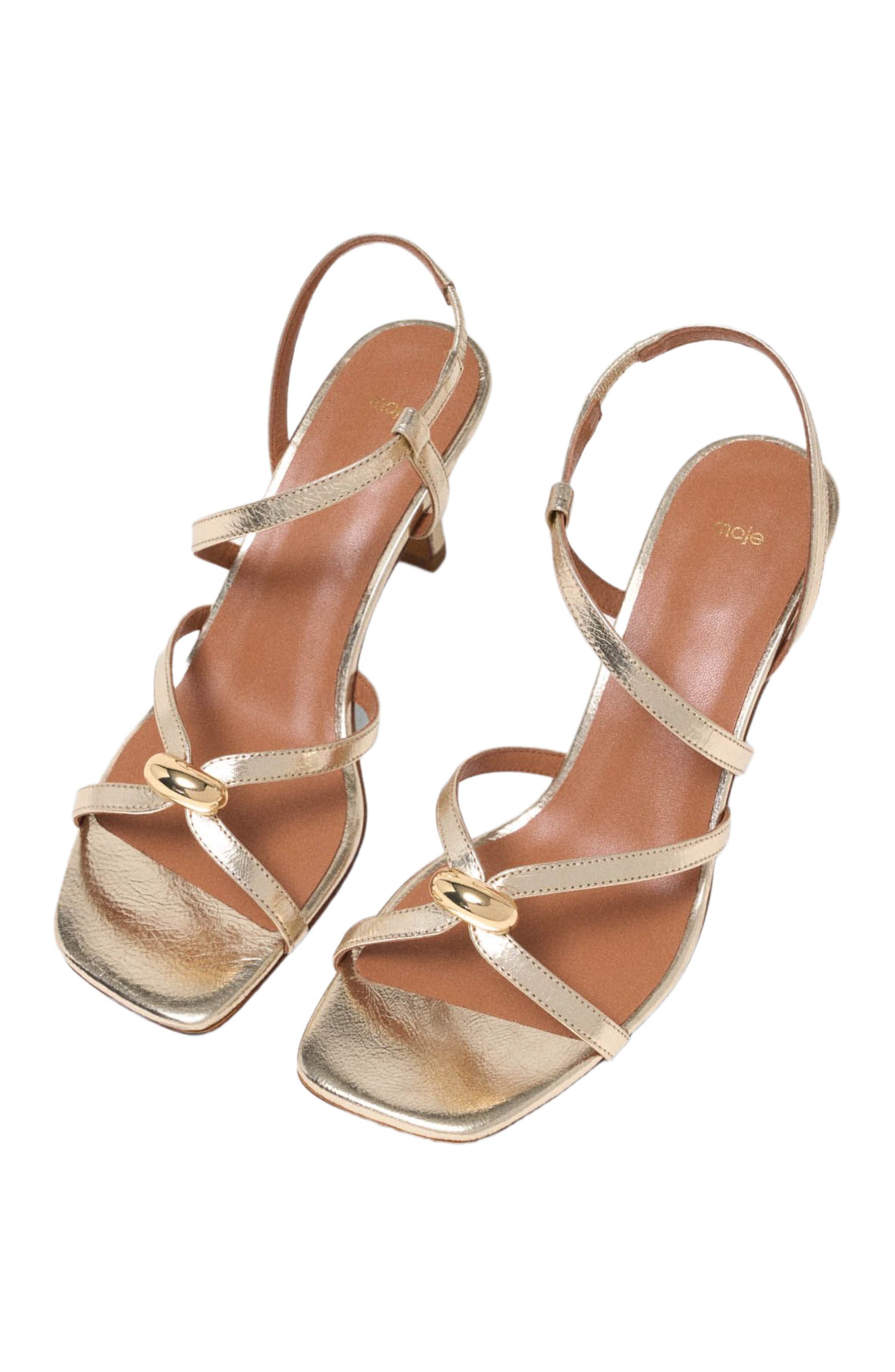 maje Metallic multi-strap sandals, Alternate, color, Light Gold