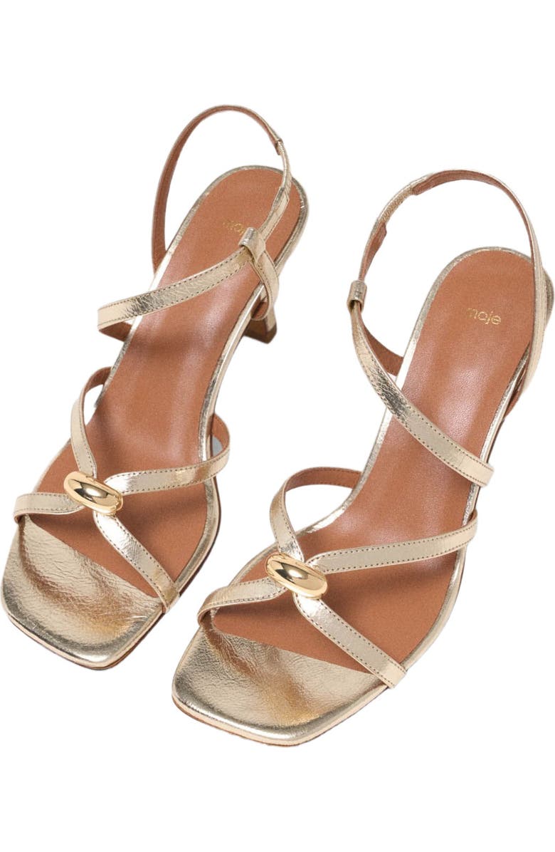 maje Metallic multi-strap sandals, Alternate, color, Light Gold