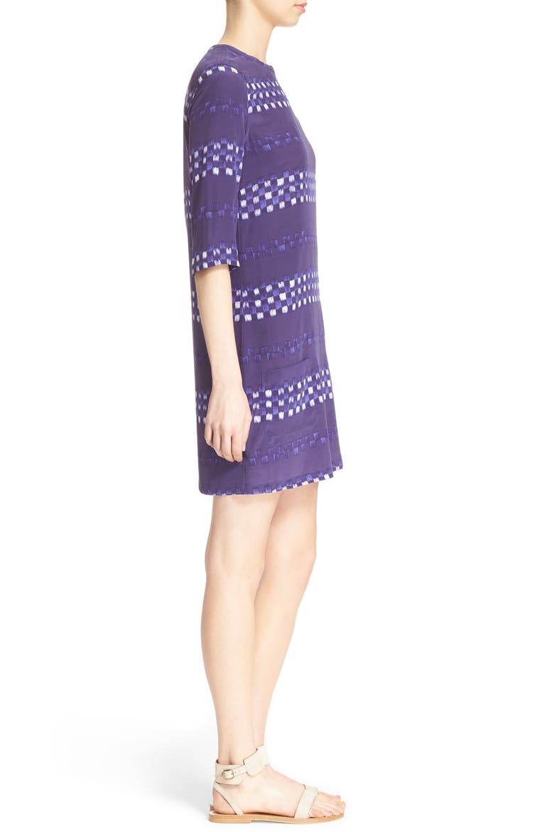 'Aubrey' Grid Stripe Silk Shift Dress, Alternate, color, ULTRAMARINE