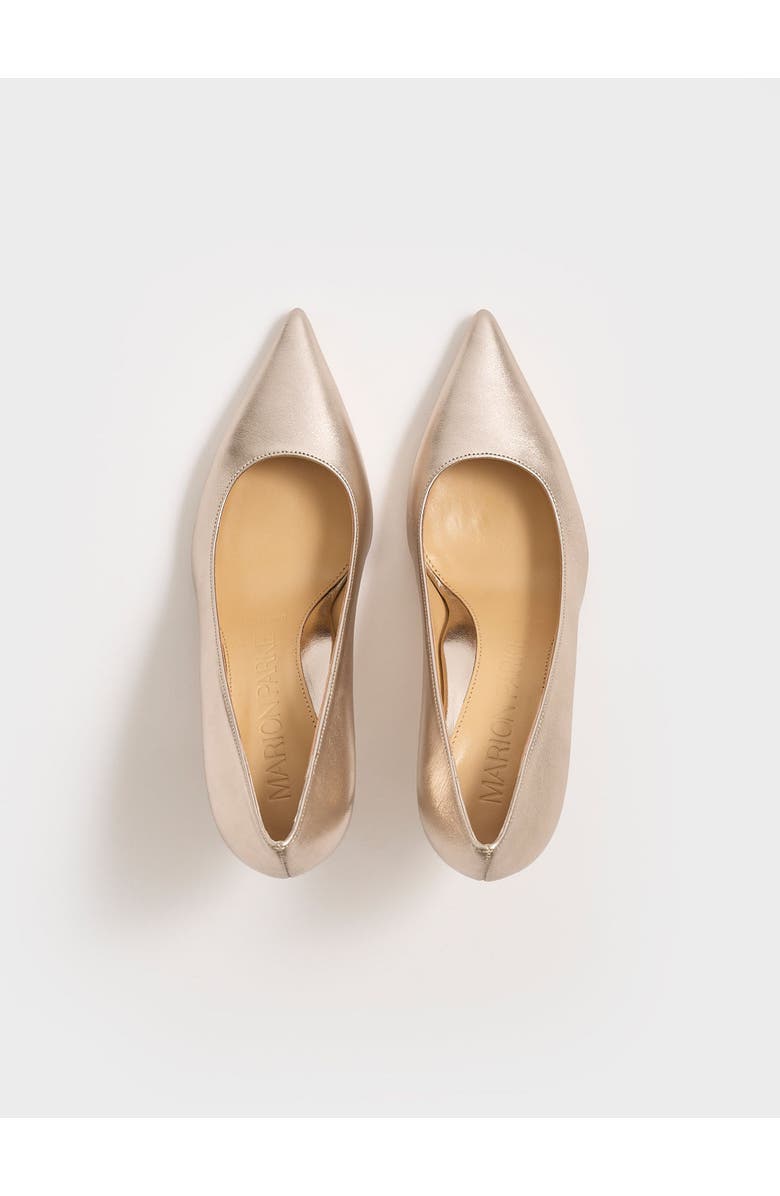 MARION PARKE Classic Pump 85 Leather, Alternate, color, Beige/ Metallic Gold