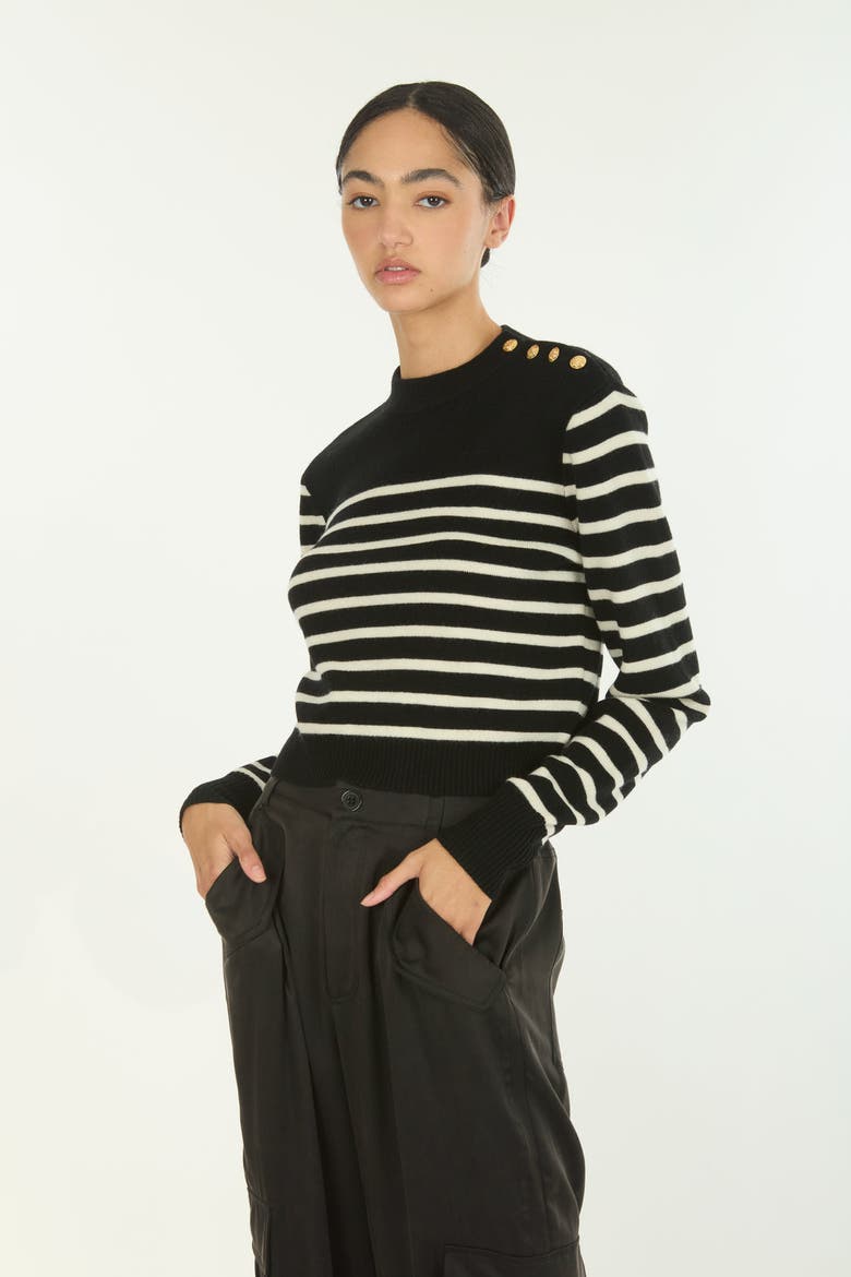 Nell Knit, Alternate, color, Black and Crème Stripe