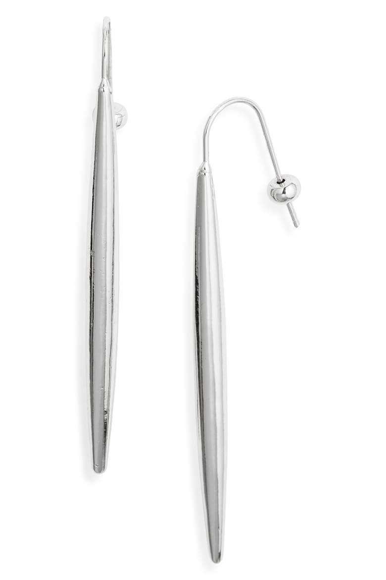 Pointed Bar Drop Earrings, Main, color, SILVER
