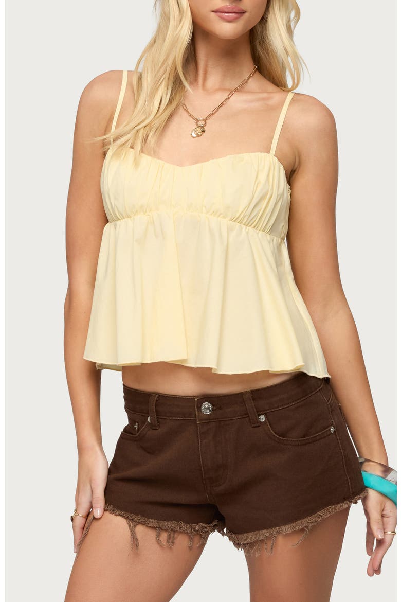 Byrdie Ruched Babydoll Camisole, Main, color, LIGHT-YELLOW