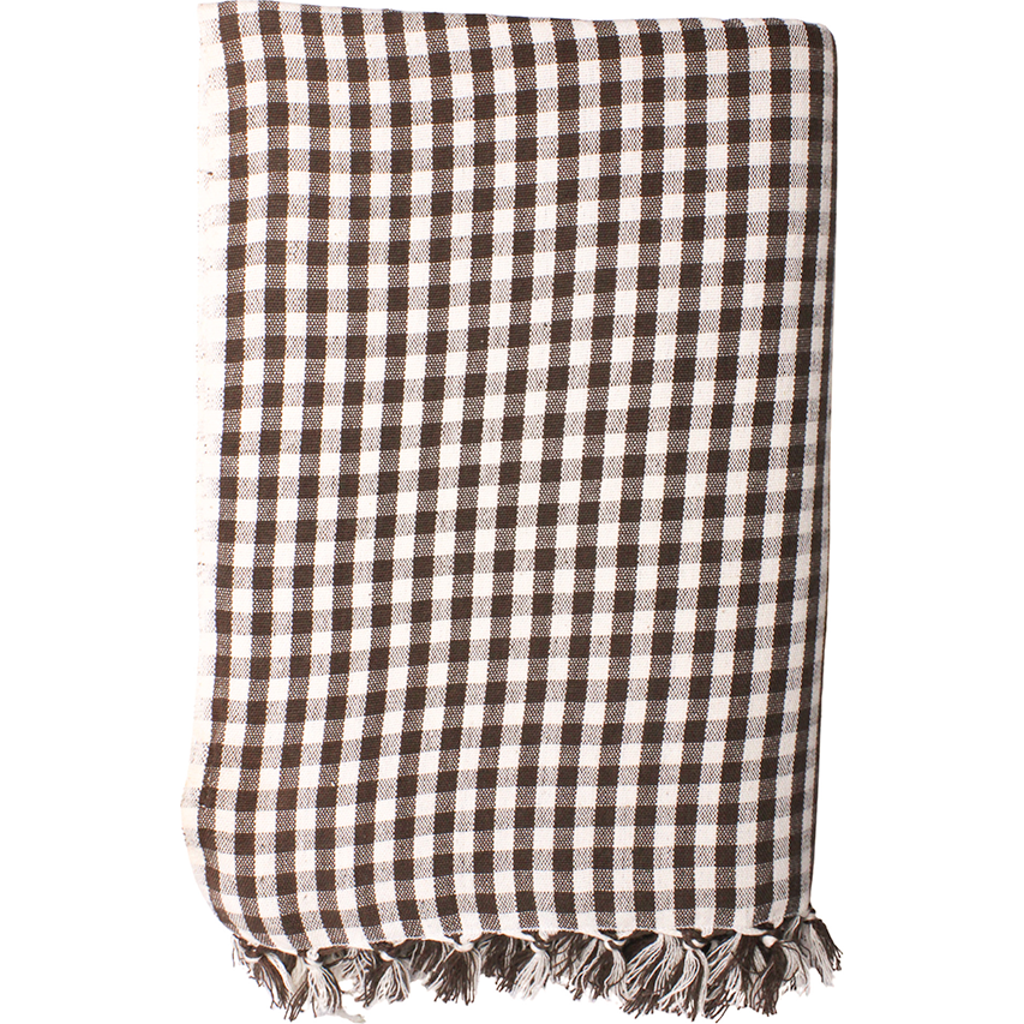 Kd Weave Gingham Tablecloth In Brown
