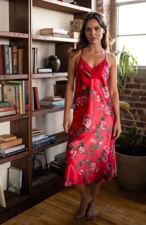 In Bloom By Jonquil Phoenix Lace Trim Satin Nightgown In Multi