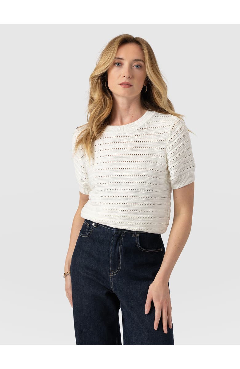 Saint + Sofia Ester Short Sleeve Knit, Alternate, color, Cream