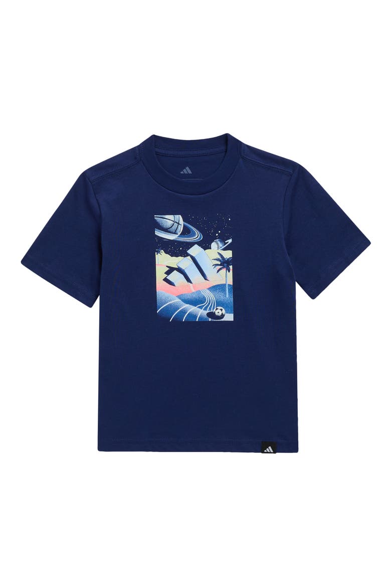 Kids' Box Logo Cotton Graphic T-Shirt, Main, color, DARK BLUE