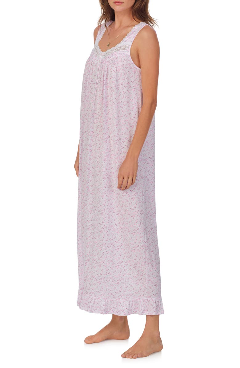 Eileen West Floral Sleeveless Ballet Cotton Blend Jersey Nightgown, Alternate, color, 