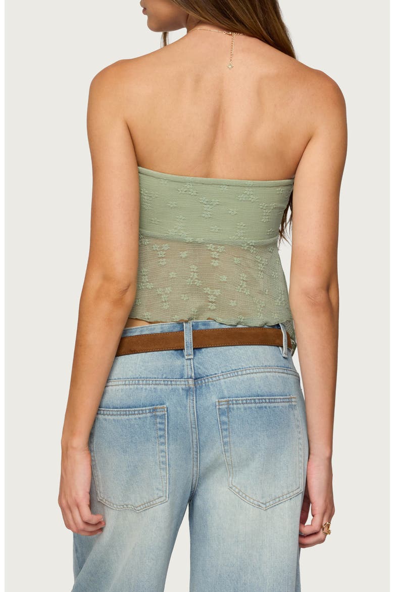 Embroidered Sheer Strapless Top, Alternate, color, SAGE