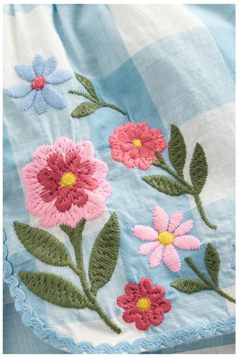 Kids' Embroidered Cotton Shorts, Alternate, color, BLUE GINGHAM