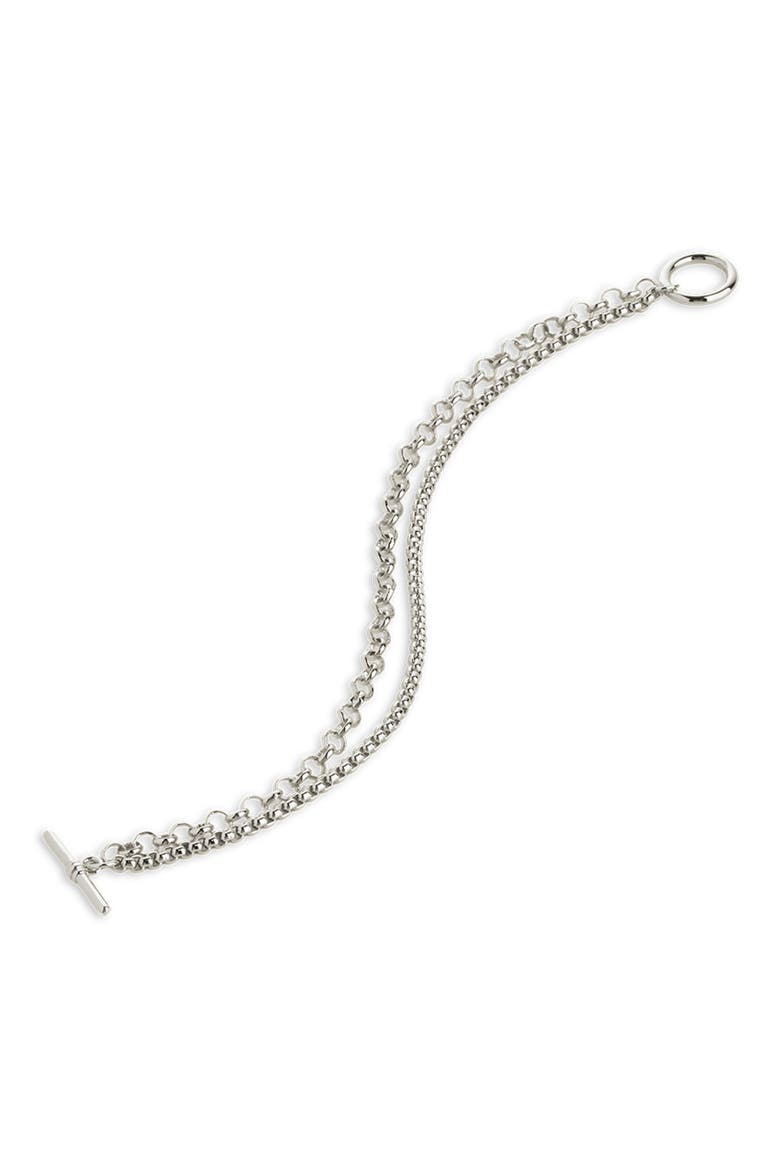 Anya Bead & Chain Toggle Bracelet, Main, color, SILVER