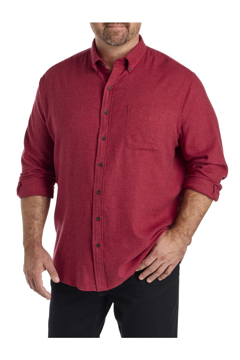 Big & Tall Solid Flannel Sport Shirt, Main, color, TIBETAN RED HTHR