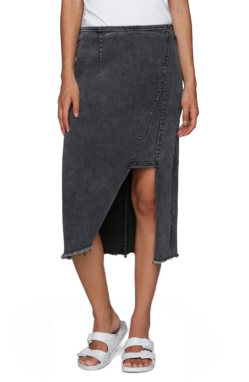 Wash Lab Denim Asymmetric Denim Midi Skirt in Soft Black  product