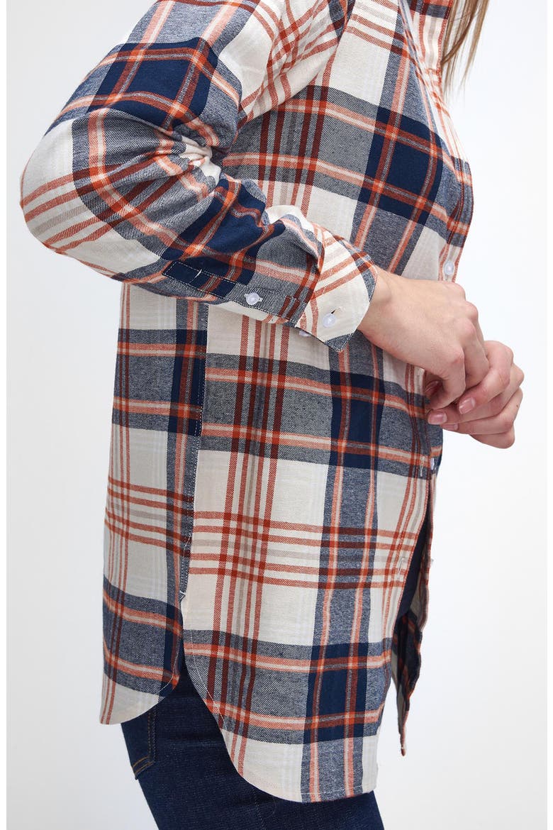 Pendula Check Cotton Button-Up Shirt, Alternate, color, CLOUD WHITE/ SPICED PUMPKIN