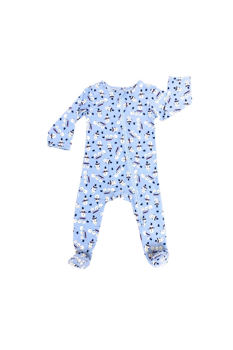 Stretch Organic Cotton Zip Footie - Holiday Snowmen, Main, color, Holiday Snowmen