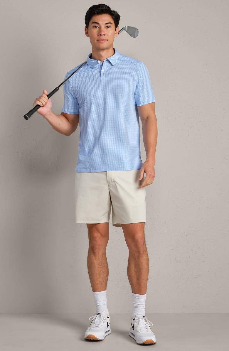 Rhone Commuter Slim Fit Performance Polo, Alternate, color, Light Blue Micro Gingham