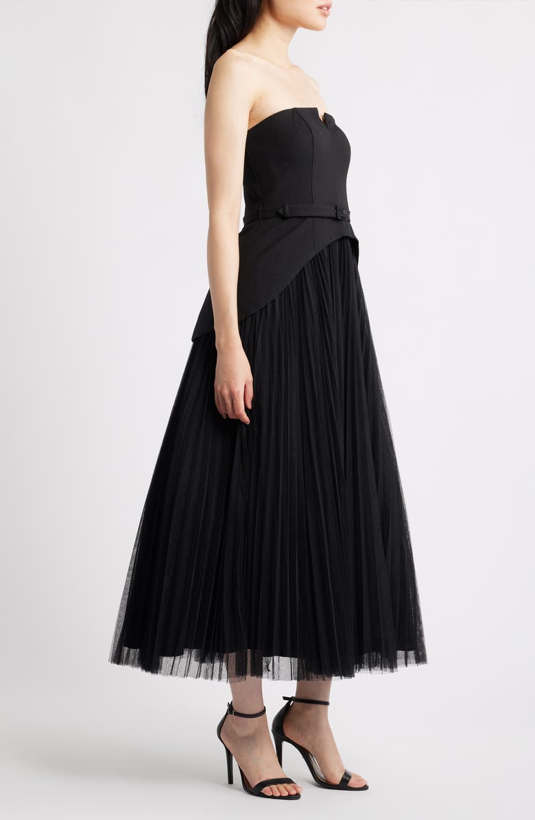 Hutch Lilibet Strapless Mixed Media Gown, Alternate, color, Black