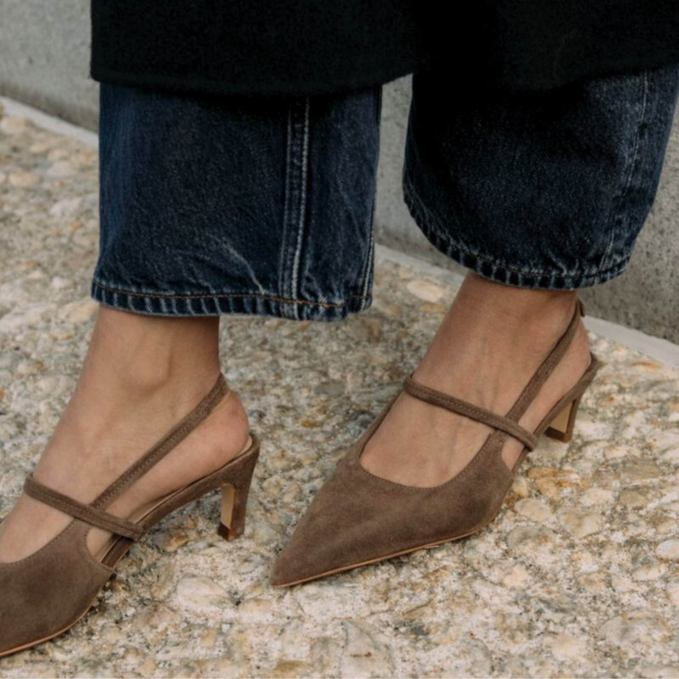Connie Slingback Suede Heels, Alternate, color, Taupe