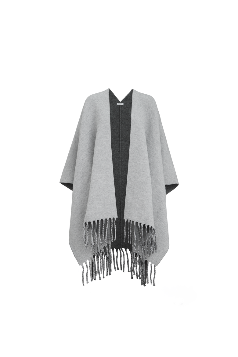 Wool and cashmere double knit poncho, Alternate, color, Medium Grey