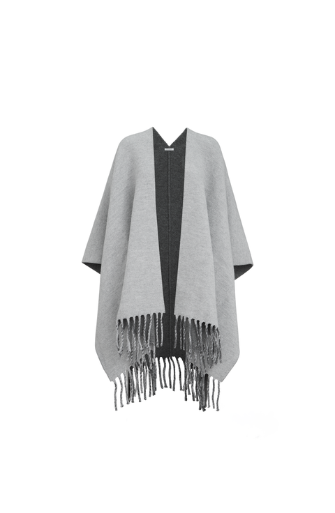 Wool and cashmere double knit poncho