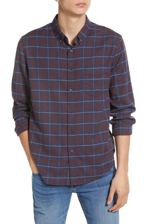 Reid Plaid Stretch Cotton Button-Down Shirt