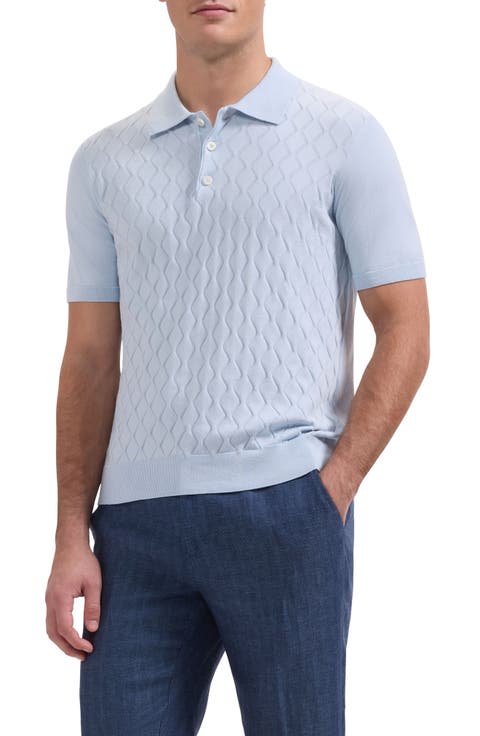 Wave Stitch Cotton Knit Polo