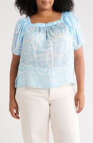 Vince Camuto Floral Short Sleeve Tiered Top