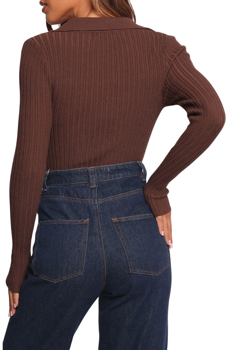 Emmerson Rib Collared Sweater, Alternate, color, CHOCOLATE