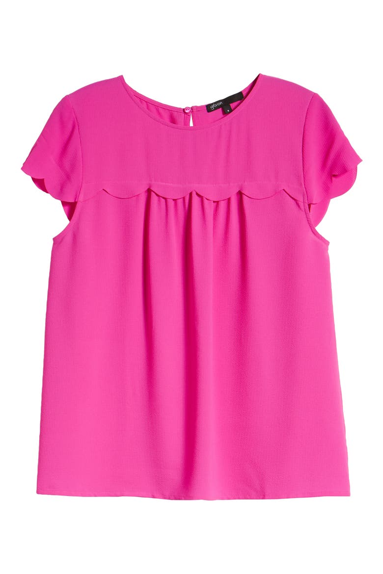 x Fall Refresh Fancy Ashley Woven Scallop Top, Alternate, color, NEON BERRY