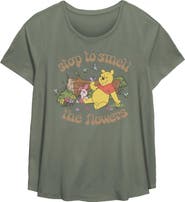 Winnie the Pooh Women's Winnie the Pooh Stop to Smell the Flowers  Graphic T-Shirt