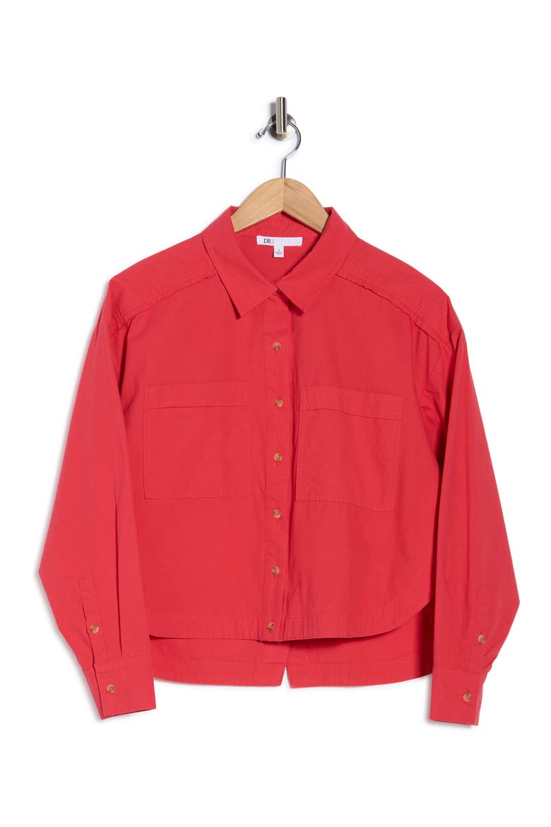 Long Sleeve Poplin Button-Up Shirt, Alternate, color, WASHED RED