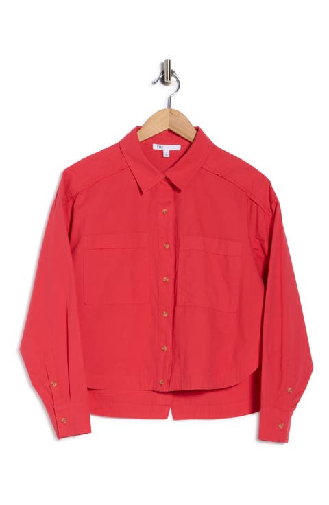 Long Sleeve Poplin Button-Up Shirt